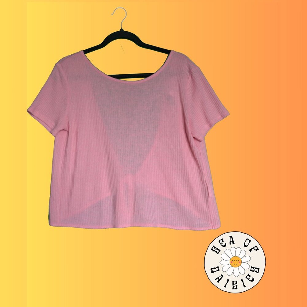 *SOLD* Divided by H&M Pink Oversized Shirt Open Back and  Bow Detail Size Small